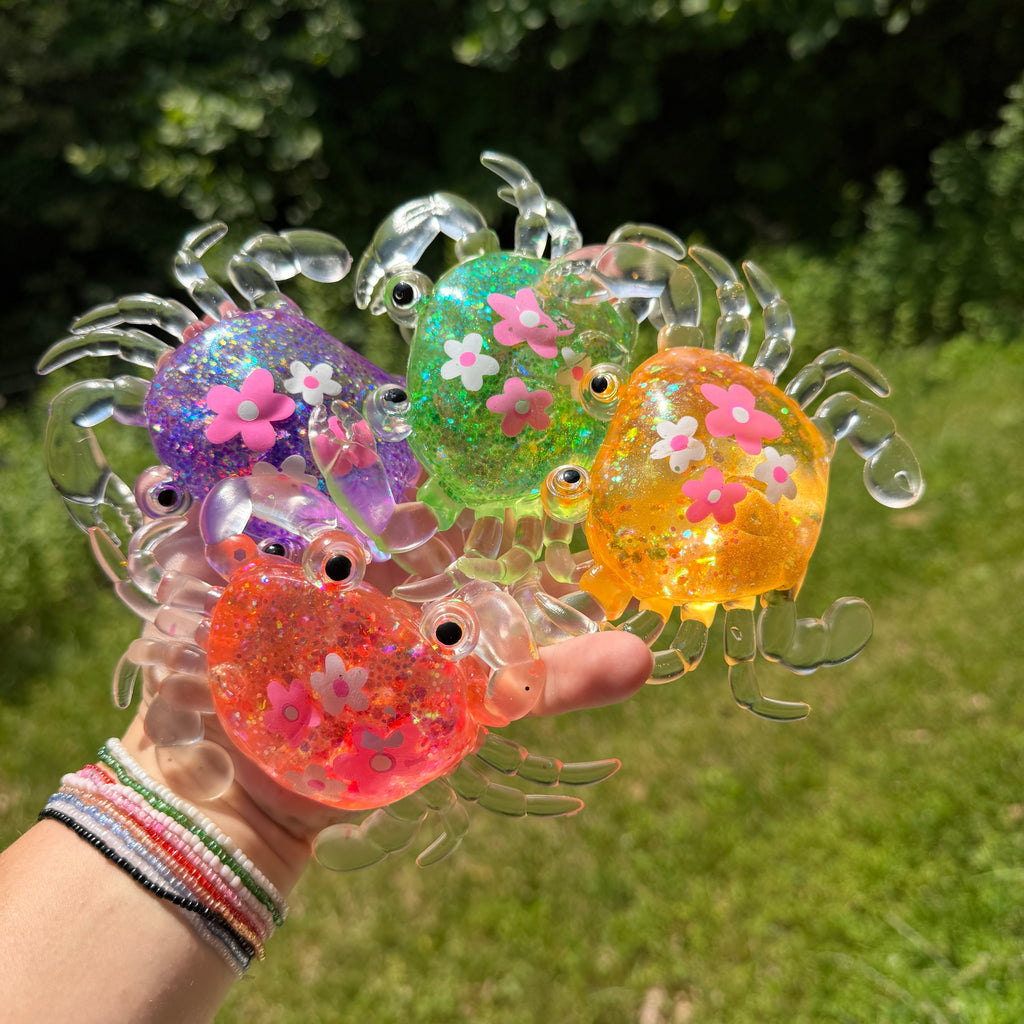 Squishy Toy - Glitter Crab + Flowers
