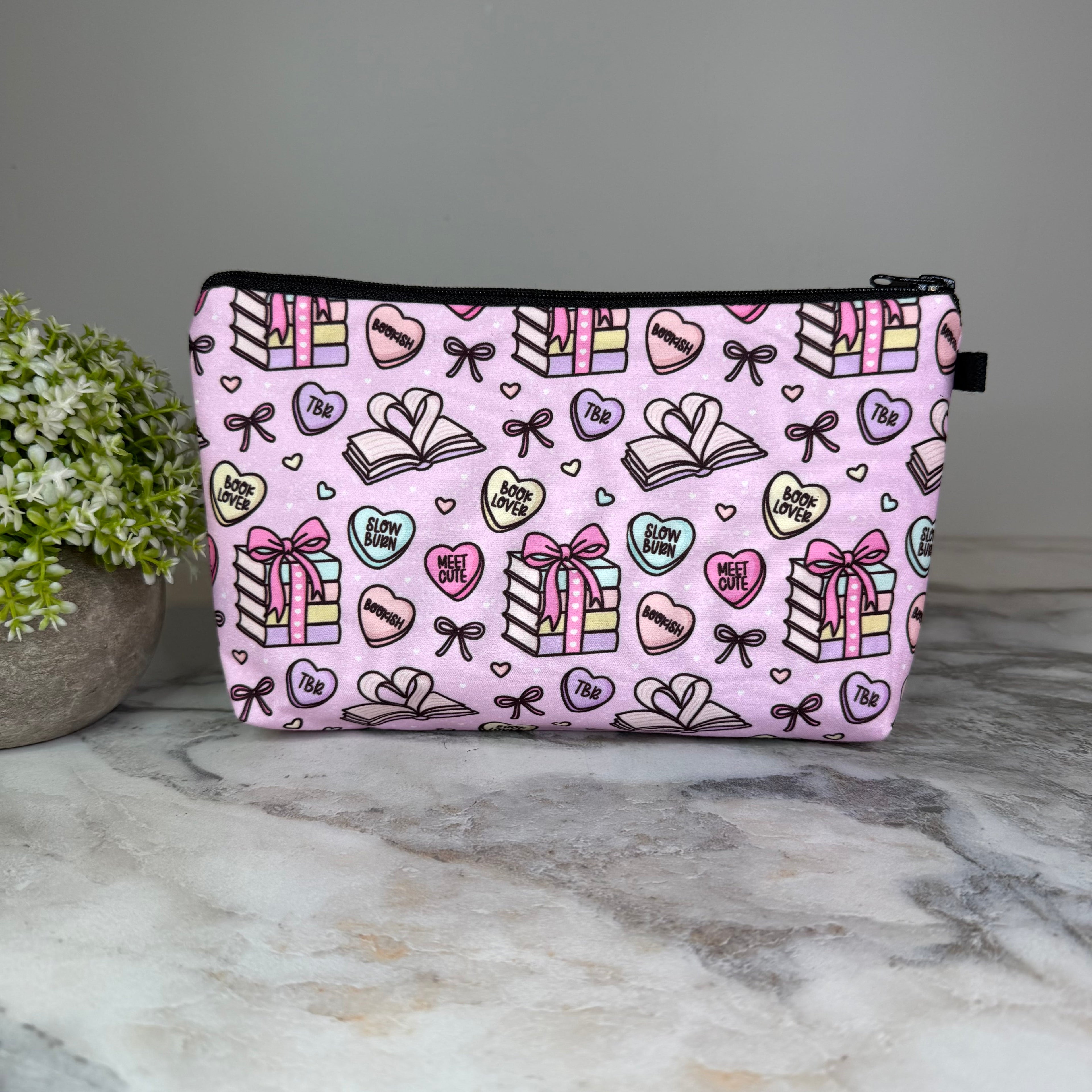 Pouch - Book Heart Romance TBR, Pink