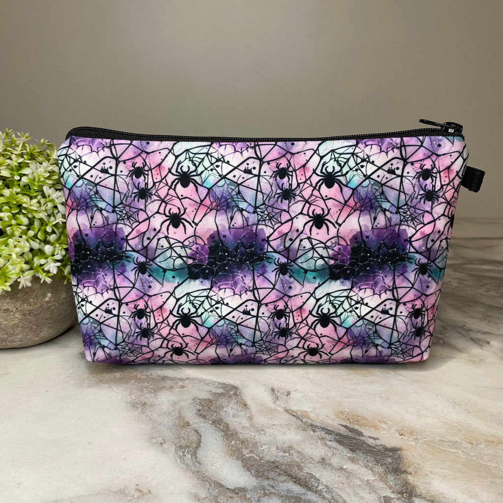 Pouch - Halloween Fall - Spider Web Purple Pink Teal